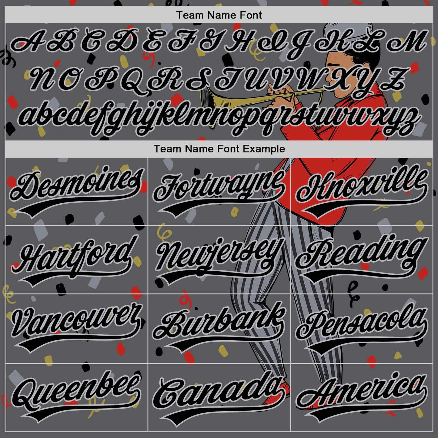 Custom Steel Gray Black-Gray 3D Pattern Jazz Music Authentic Baseball Jersey view 4