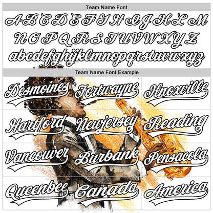 Custom White Black 3D Pattern Design International Jazz Day Authentic Baseball Jersey view 4