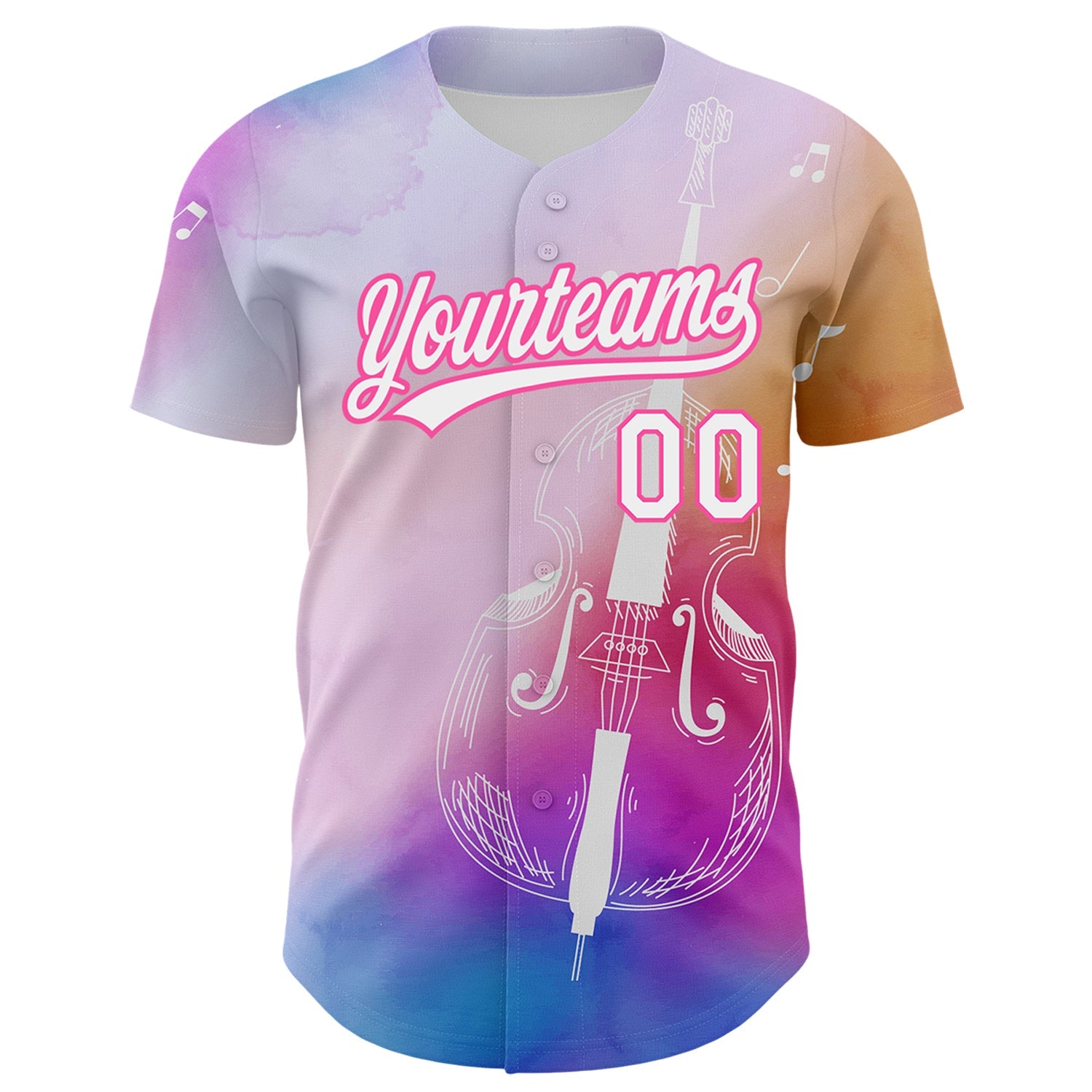 Custom Pink White-Purple 3D Pattern Design Music Festival Authentic Baseball Jersey view 2