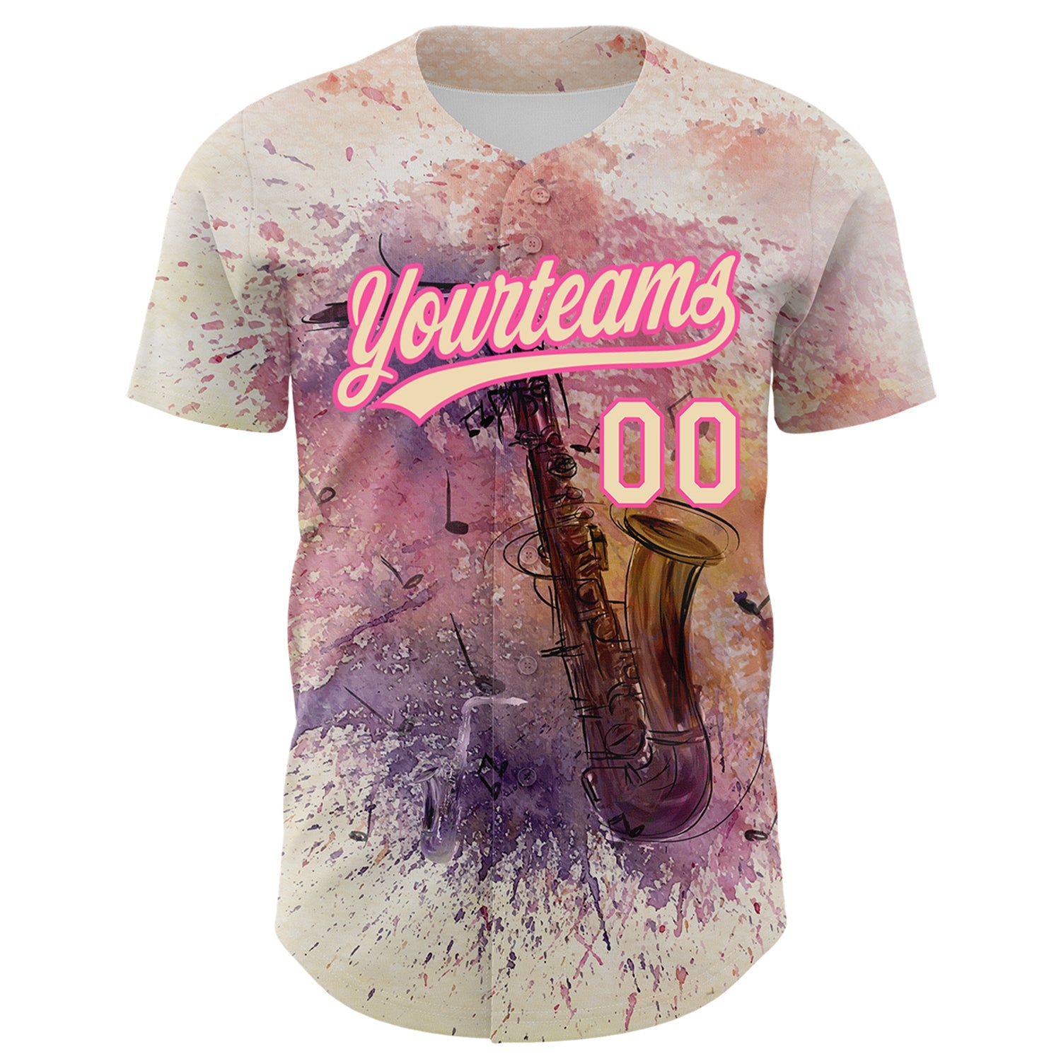 Custom City Cream Pink 3D Pattern Design International Jazz Day Authentic Baseball Jersey view 2