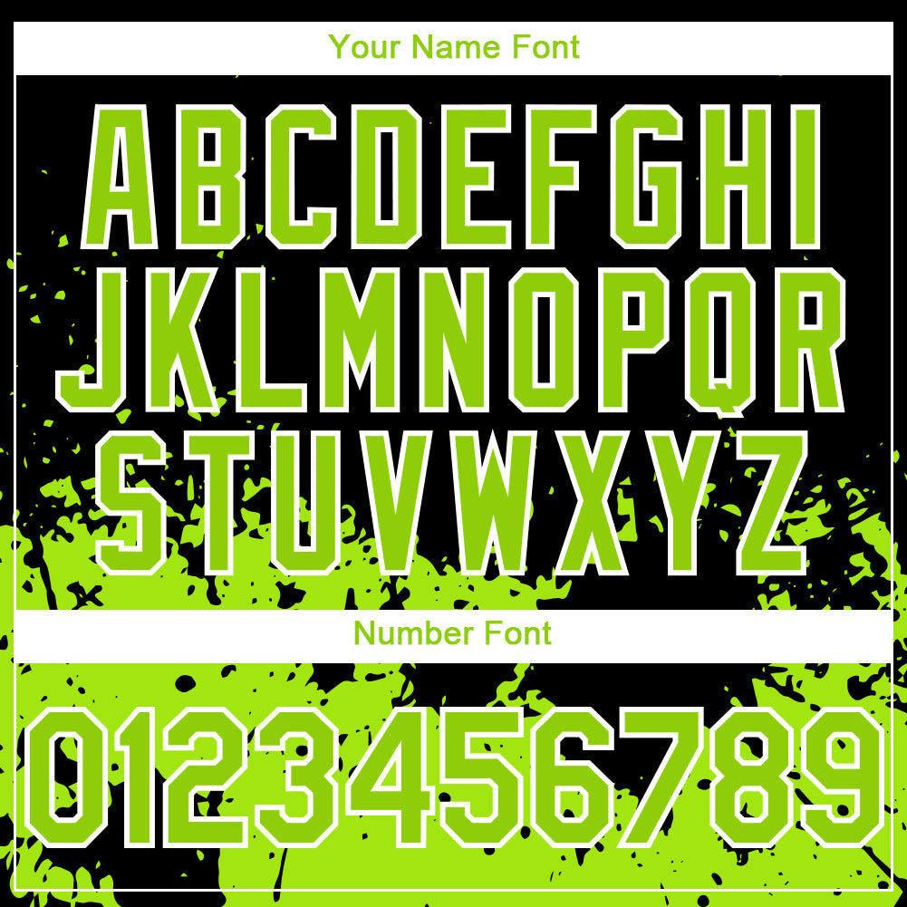 Custom Black Neon Green-White 3D Pattern Design Abstract Splash Grunge Art Authentic Baseball Jersey view 5