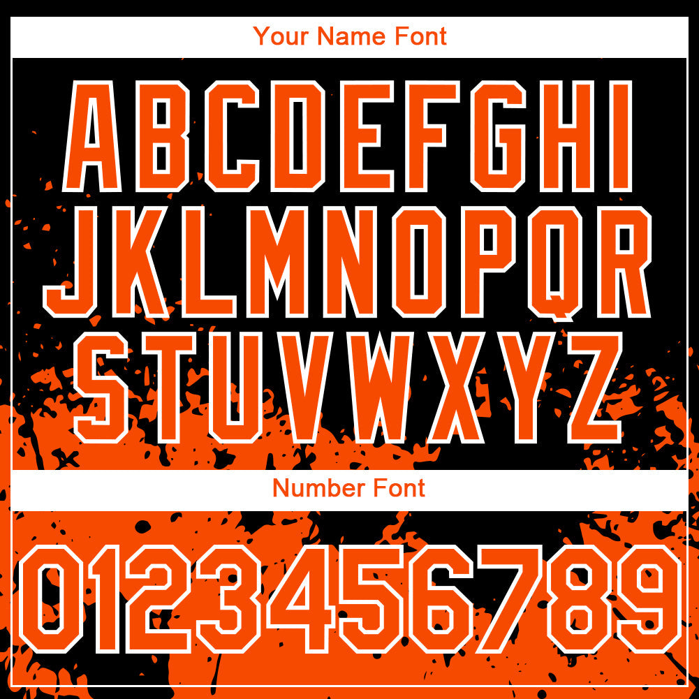 Custom Black Orange-White 3D Pattern Design Abstract Splash Grunge Art Authentic Baseball Jersey view 5