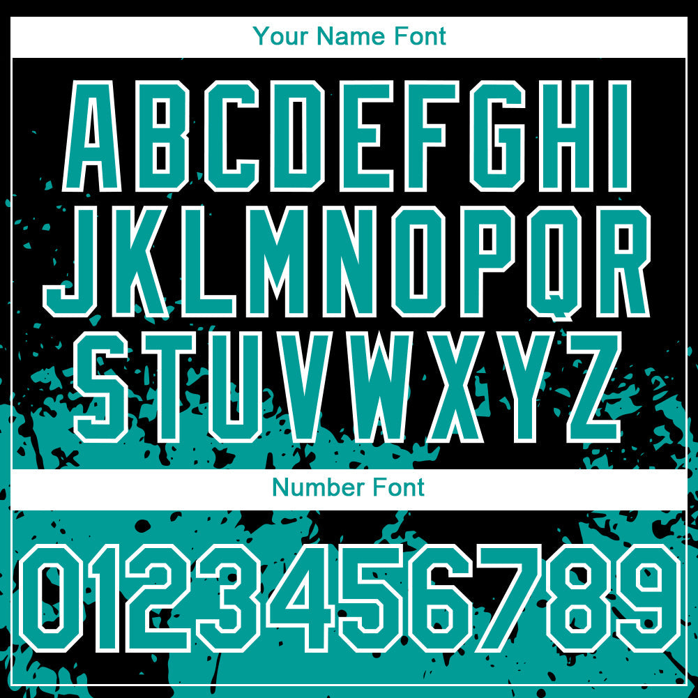Custom Black Teal-White 3D Pattern Design Abstract Splash Grunge Art Authentic Baseball Jersey view 5