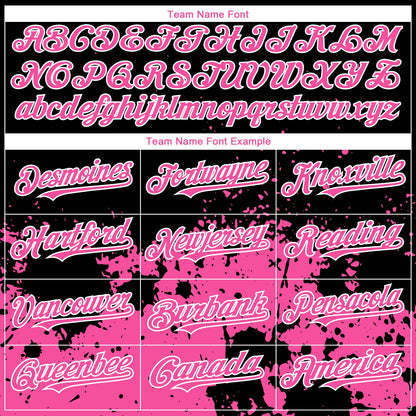 Custom Black Pink-White 3D Pattern Design Abstract Splash Grunge Art Authentic Baseball Jersey view 4