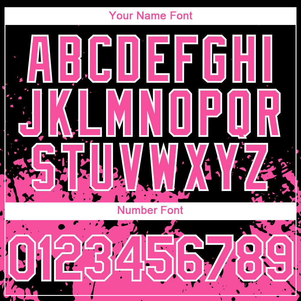 Custom Black Pink-White 3D Pattern Design Abstract Splash Grunge Art Authentic Baseball Jersey view 5