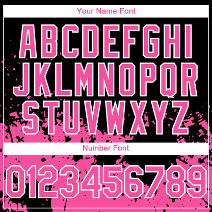 Custom Black Pink-White 3D Pattern Design Abstract Splash Grunge Art Authentic Baseball Jersey view 5