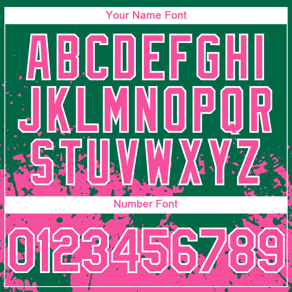 Custom Kelly Green Pink-White 3D Pattern Design Abstract Splash Grunge Art Authentic Baseball Jersey view 5
