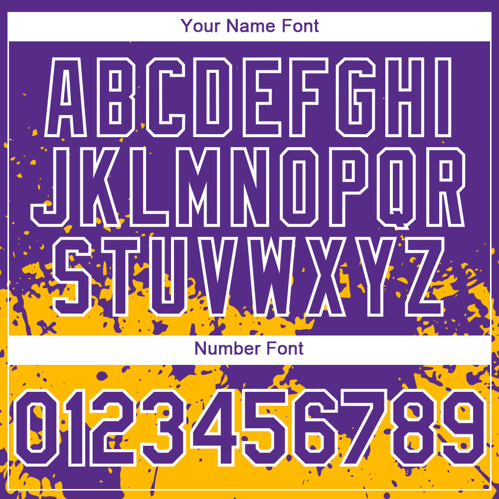 Custom Purple Gold-White 3D Pattern Design Abstract Splash Grunge Art Authentic Baseball Jersey view 5