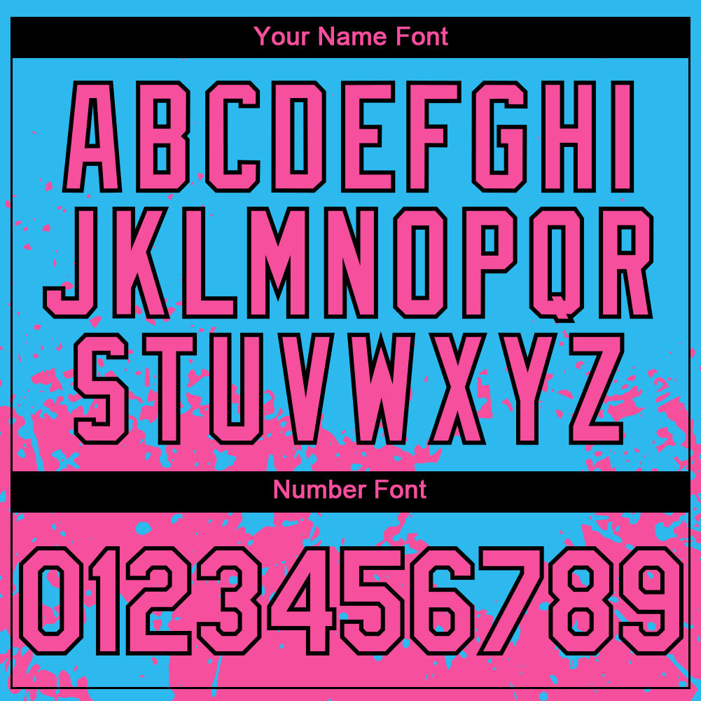 Custom Sky Blue Pink-Black 3D Pattern Design Abstract Splash Grunge Art Authentic Baseball Jersey view 5