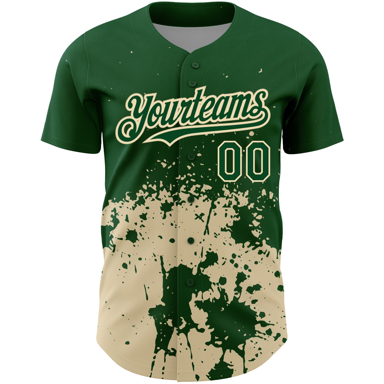 Custom Green City Cream 3D Pattern Design Abstract Splash Grunge Art Authentic Baseball Jersey view 2