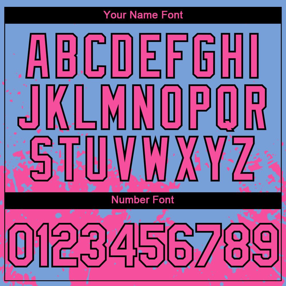 Custom Light Blue Pink-Black 3D Pattern Design Abstract Splash Grunge Art Authentic Baseball Jersey view 5