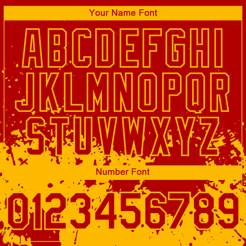 Custom Red Gold 3D Pattern Design Abstract Splash Grunge Art Authentic Baseball Jersey view 5