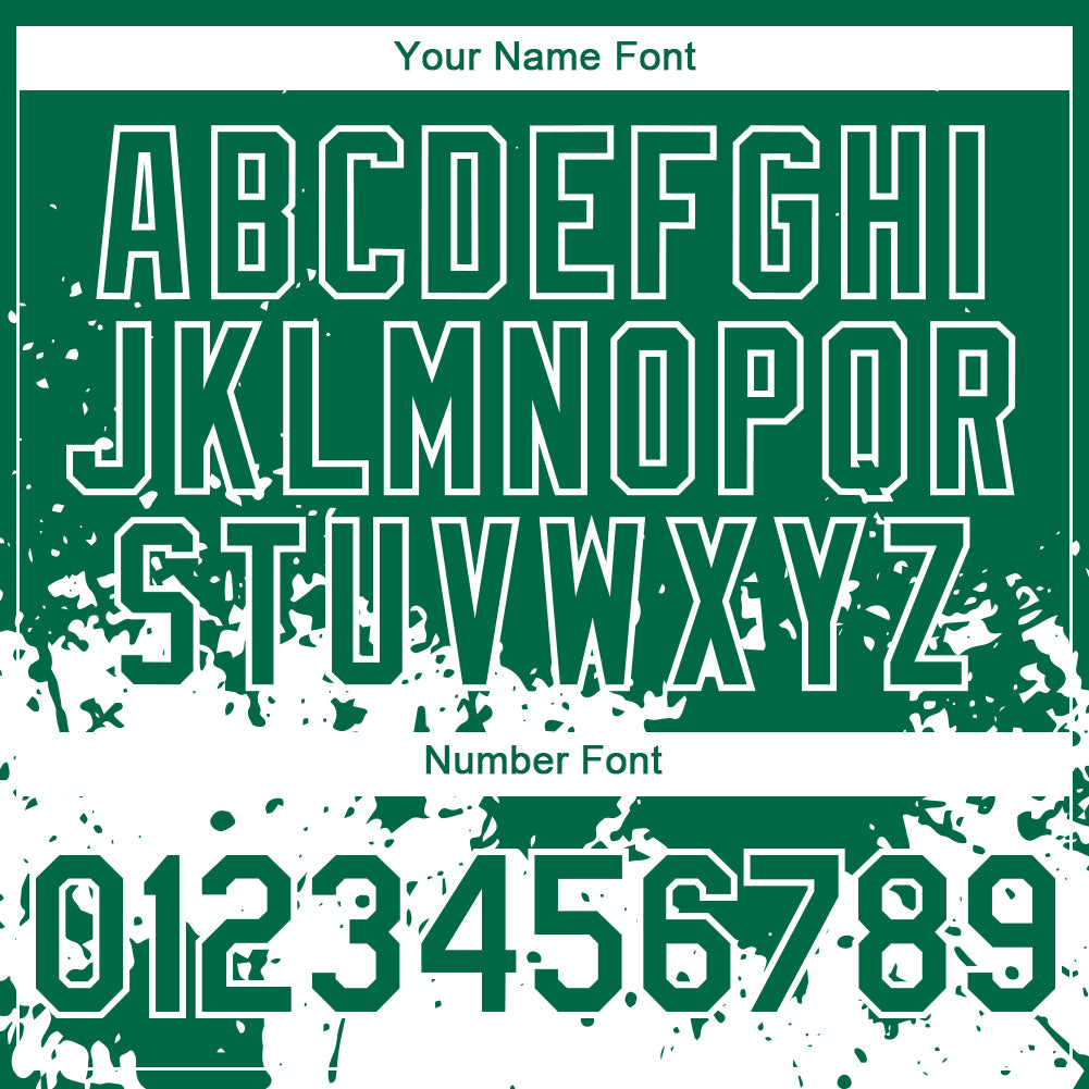 Custom Kelly Green White 3D Pattern Design Abstract Splash Grunge Art Authentic Baseball Jersey view 5