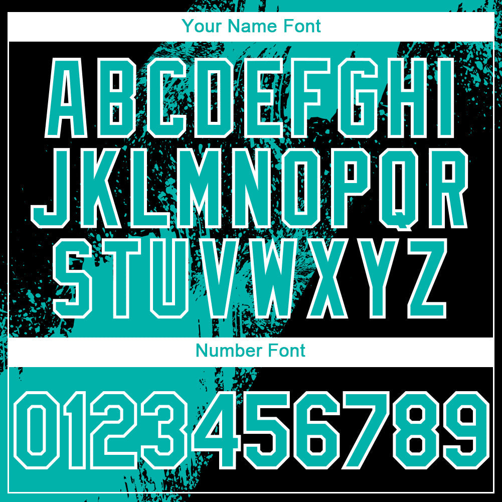 Custom Black Aqua-White 3D Pattern Design Abstract Brush Stroke Authentic Baseball Jersey view 5
