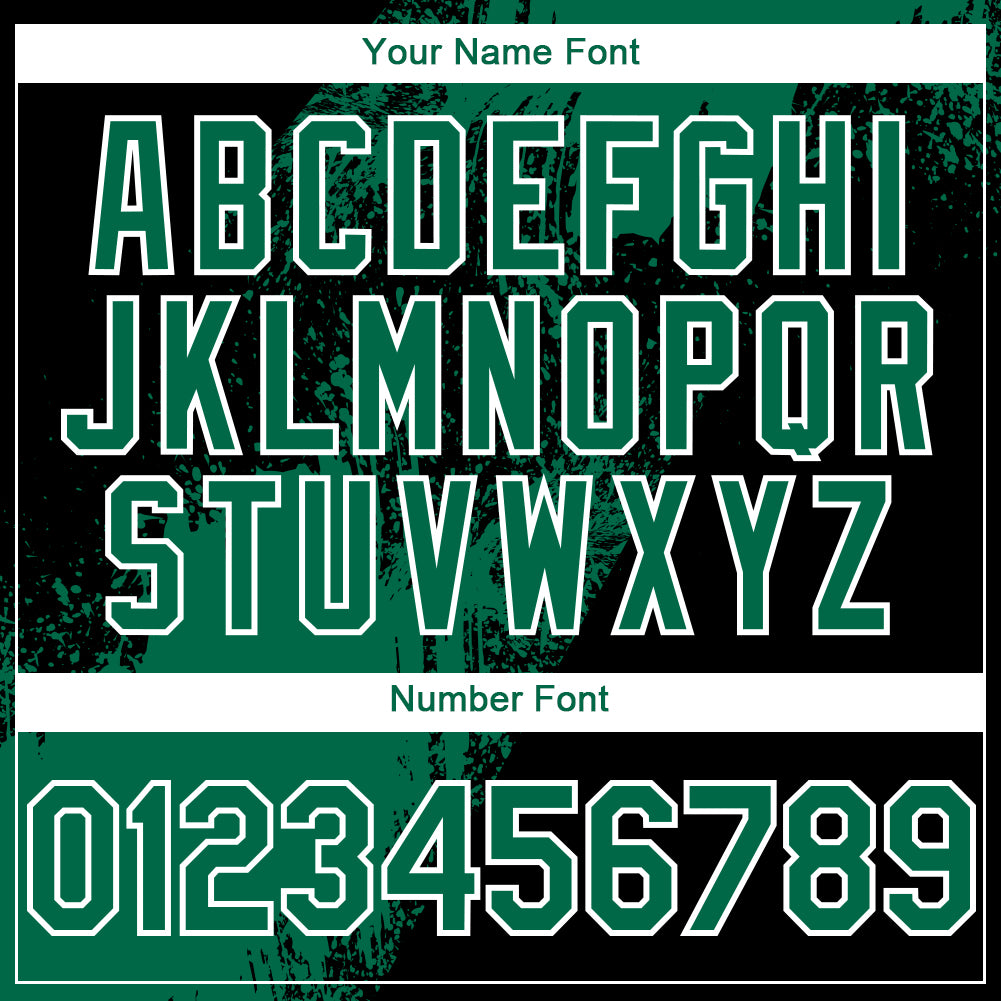 Custom Black Kelly Green-White 3D Pattern Design Abstract Brush Stroke Authentic Baseball Jersey view 5