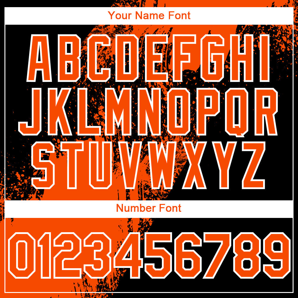 Custom Black Orange-White 3D Pattern Design Abstract Brush Stroke Authentic Baseball Jersey view 5
