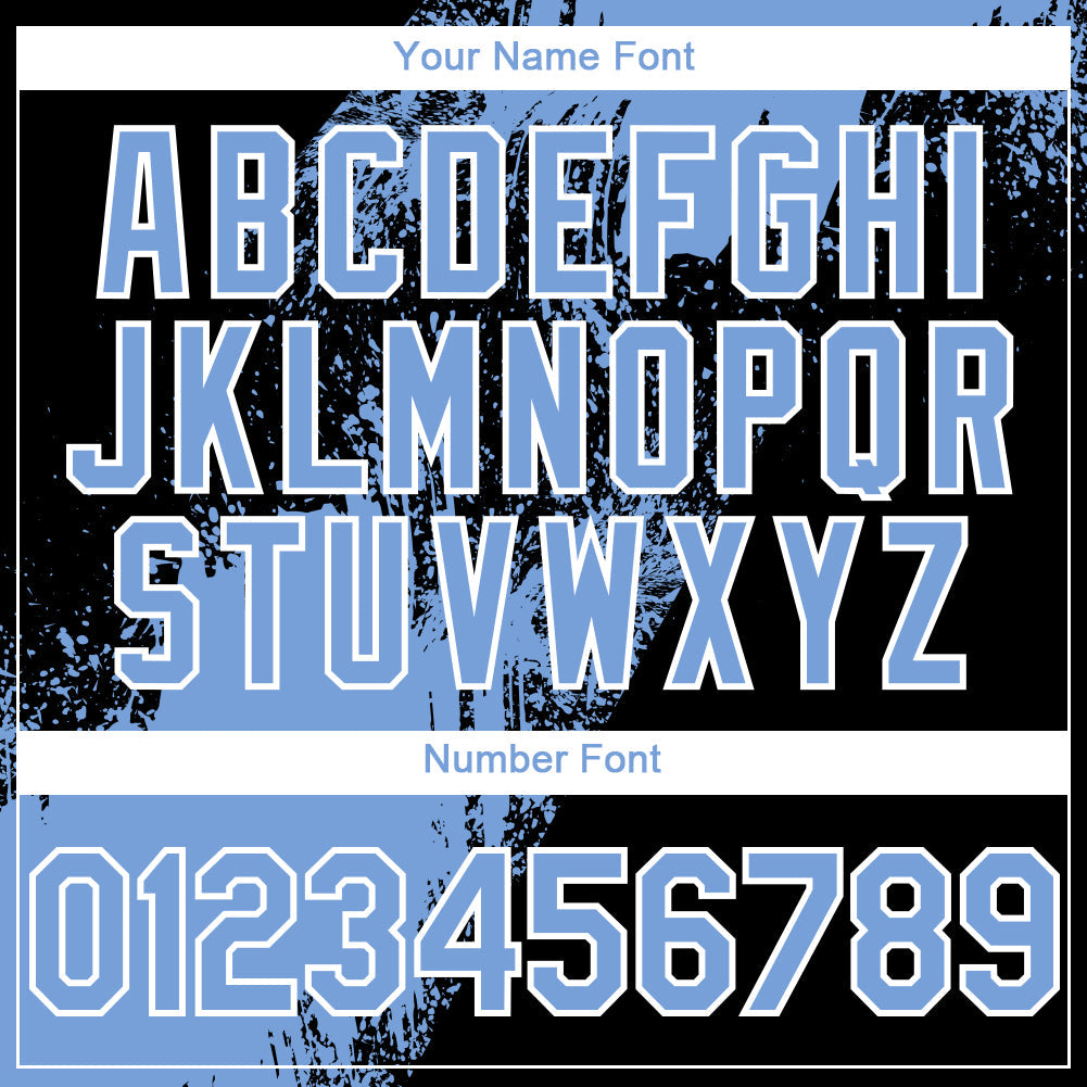 Custom Black Light Blue-White 3D Pattern Design Abstract Brush Stroke Authentic Baseball Jersey view 5