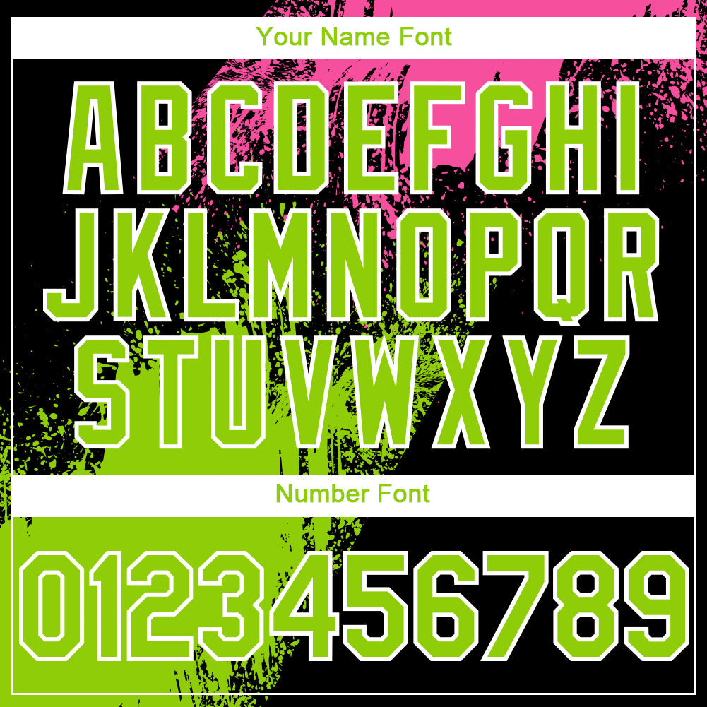 Custom Black Neon Green-Pink 3D Pattern Design Abstract Brush Stroke Authentic Baseball Jersey view 5