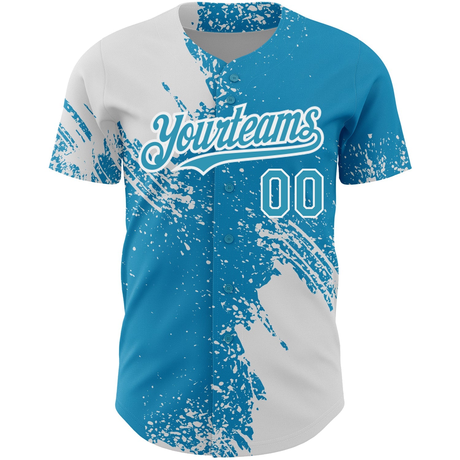 Custom Panther Blue White 3D Pattern Design Abstract Brush Stroke Authentic Baseball Jersey view 2