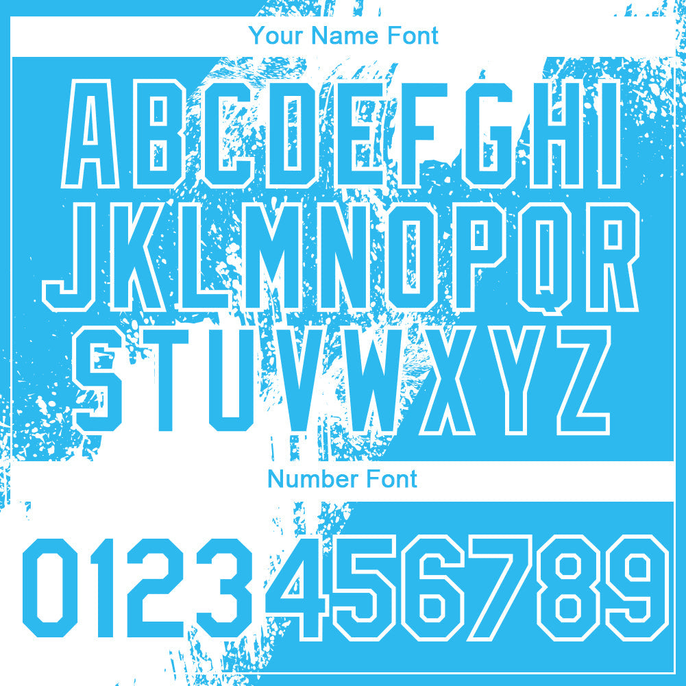 Custom Sky Blue White 3D Pattern Design Abstract Brush Stroke Authentic Baseball Jersey view 5