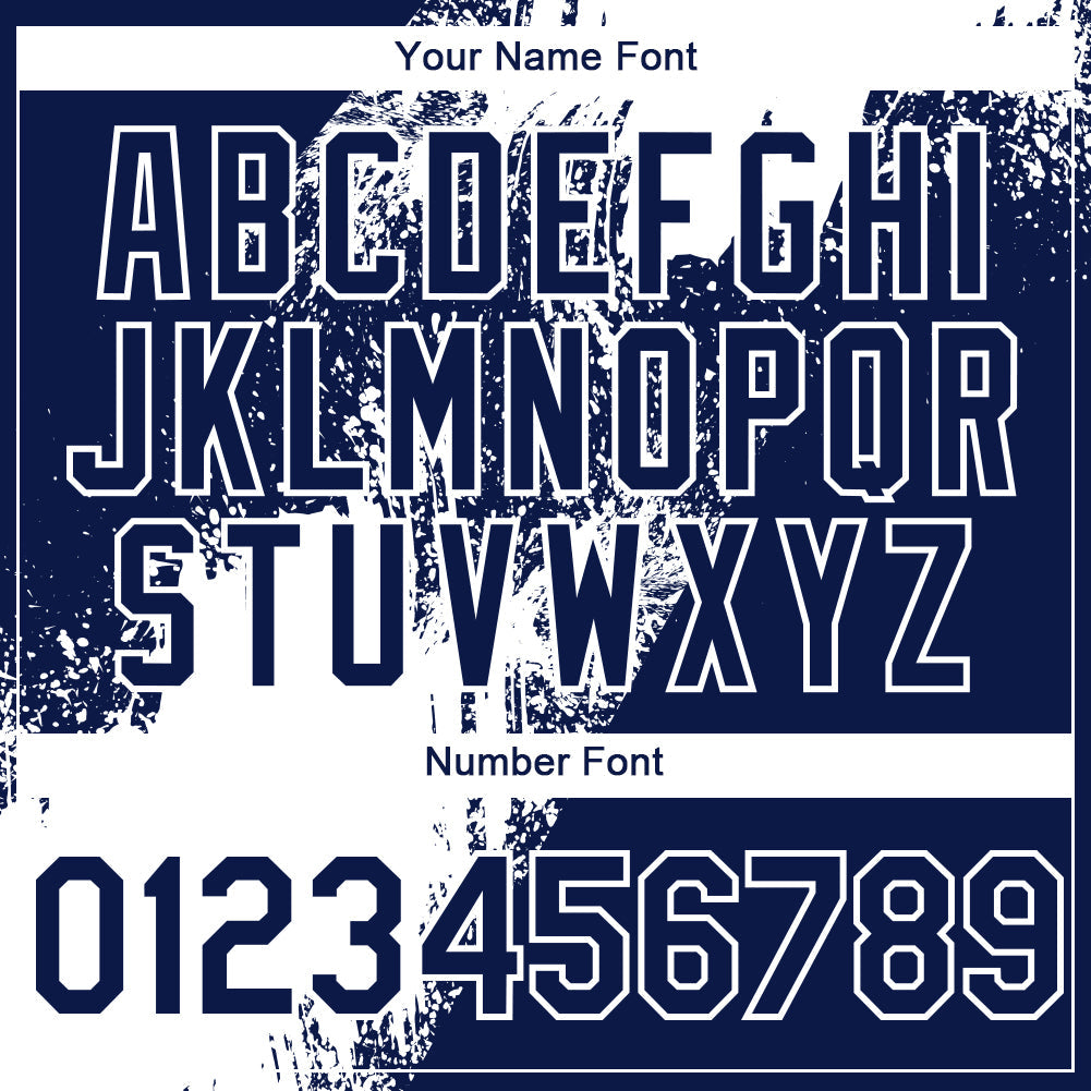 Custom Navy White 3D Pattern Design Abstract Brush Stroke Authentic Baseball Jersey view 5
