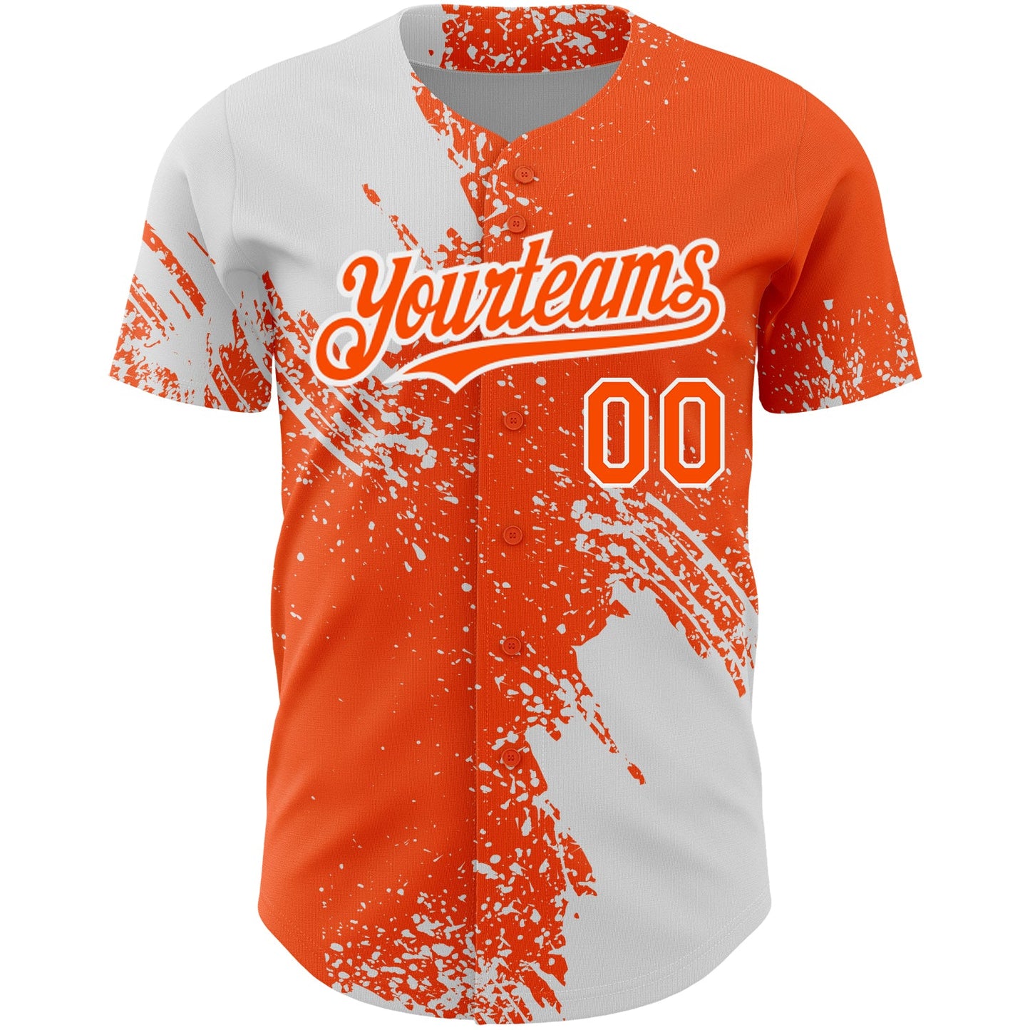 Custom Orange White 3D Pattern Design Abstract Brush Stroke Authentic Baseball Jersey view 2