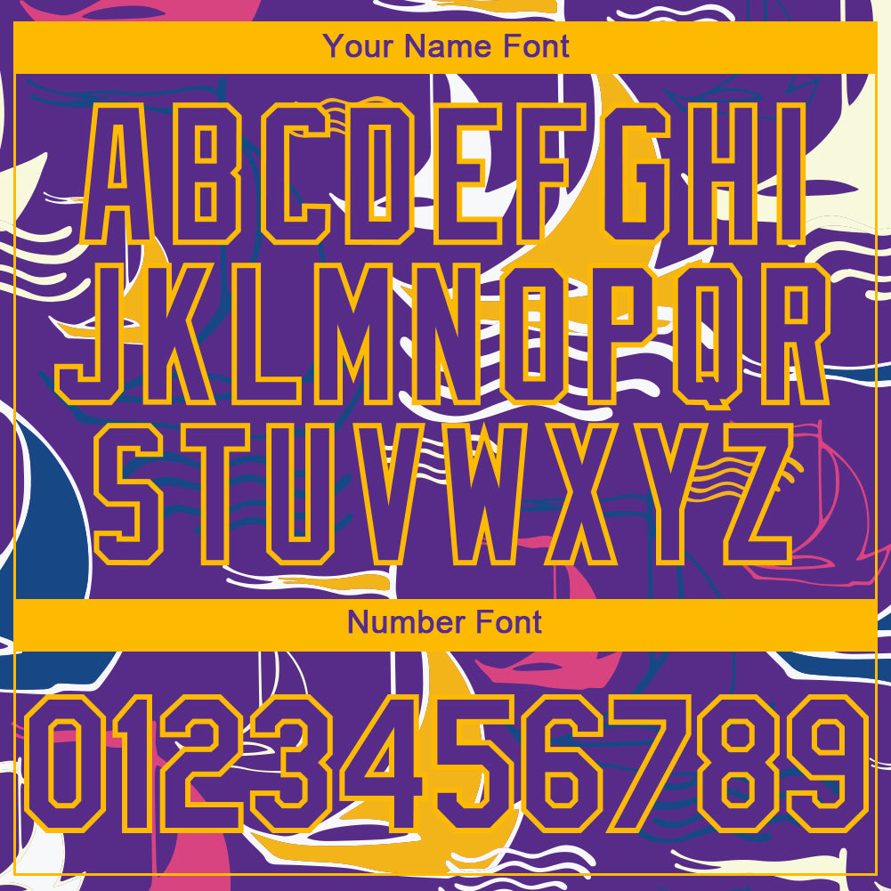 Custom Purple Gold 3D Pattern Design Sailing Boats Authentic Baseball Jersey view 5