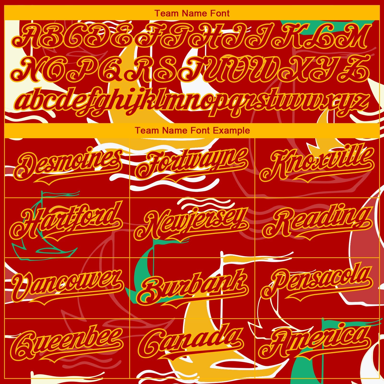 Custom Red Gold 3D Pattern Design Sailing Boats Authentic Baseball Jersey view 4