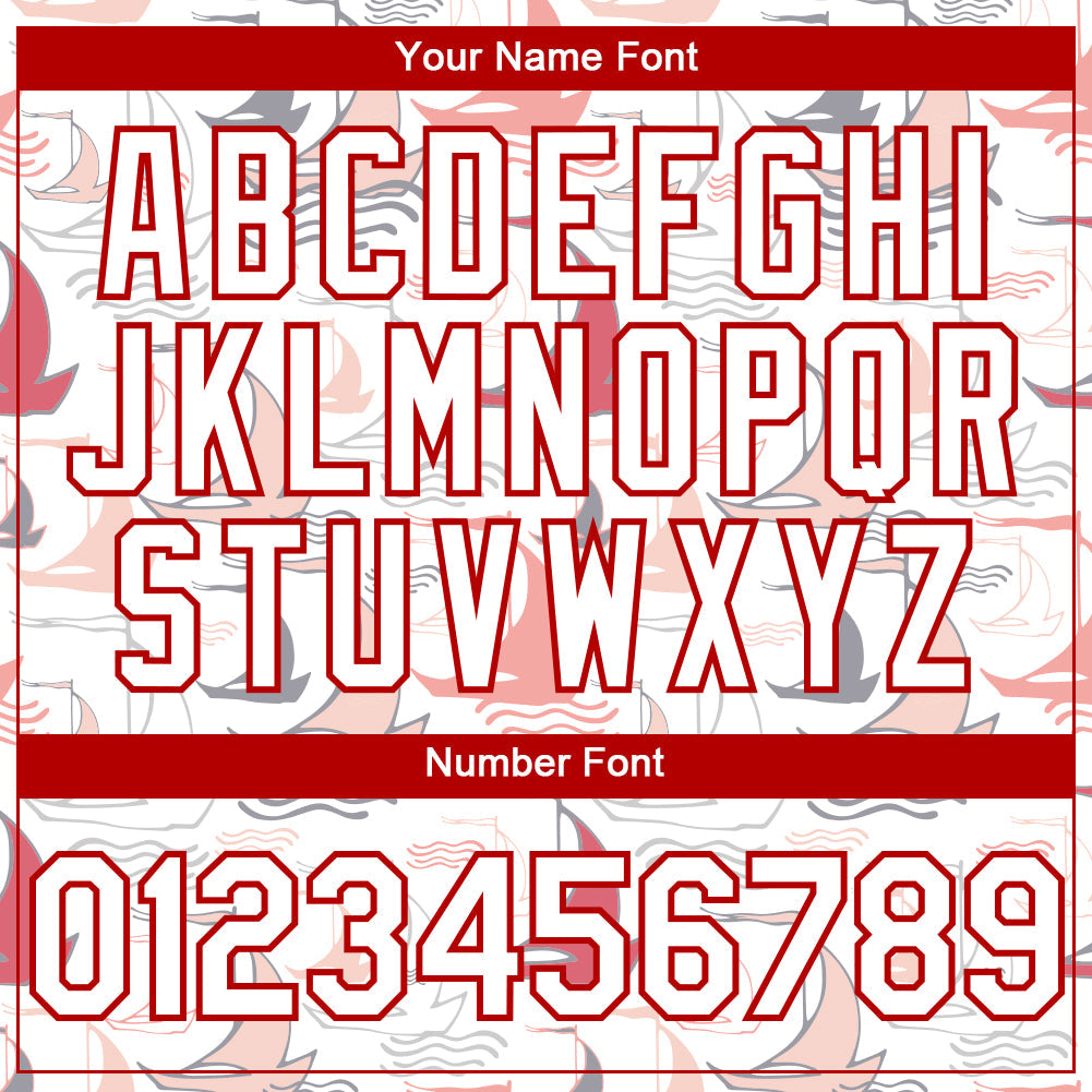 Custom White Red 3D Pattern Design Sailing Boats Authentic Baseball Jersey view 5
