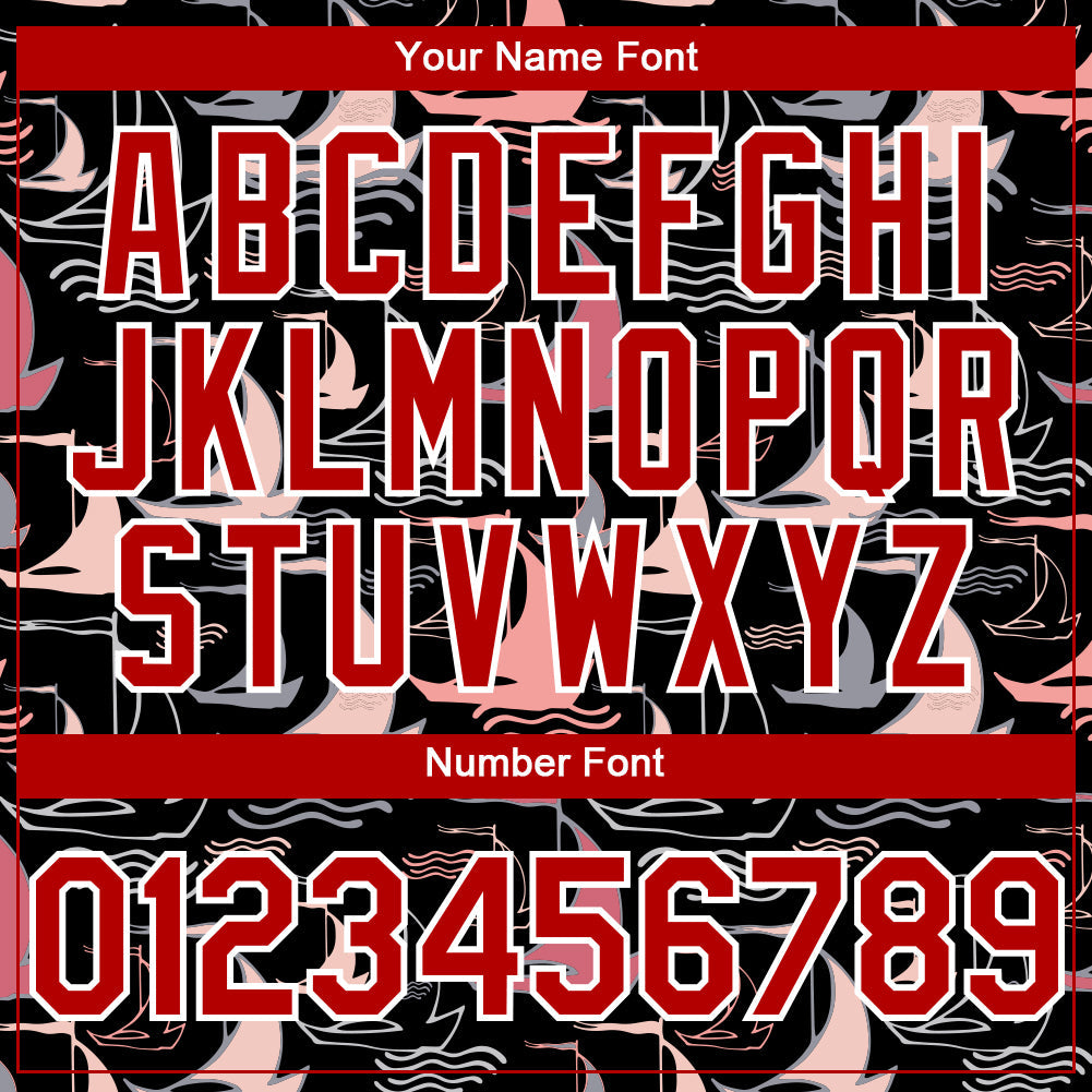 Custom Black Red-White 3D Pattern Design Sailing Boats Authentic Baseball Jersey view 5