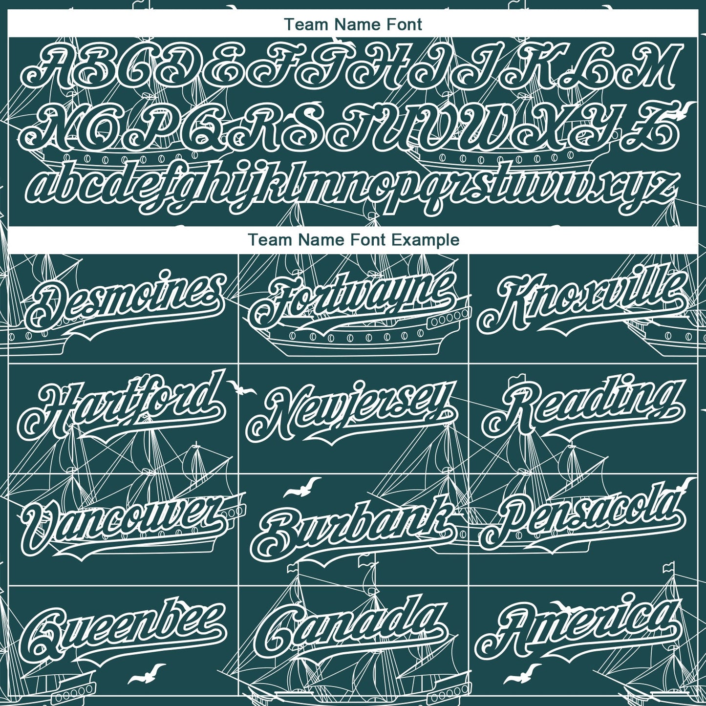 Custom Midnight Green White 3D Pattern Design Ship Frigate With Seagulls Authentic Baseball Jersey view 4