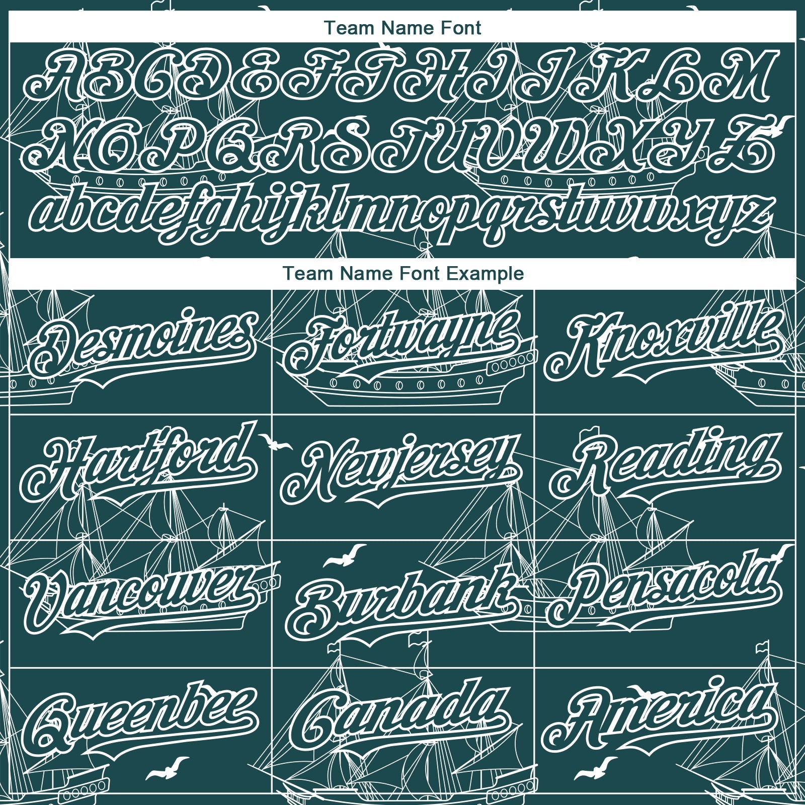 Custom Midnight Green White 3D Pattern Design Ship Frigate With Seagulls Authentic Baseball Jersey view 4