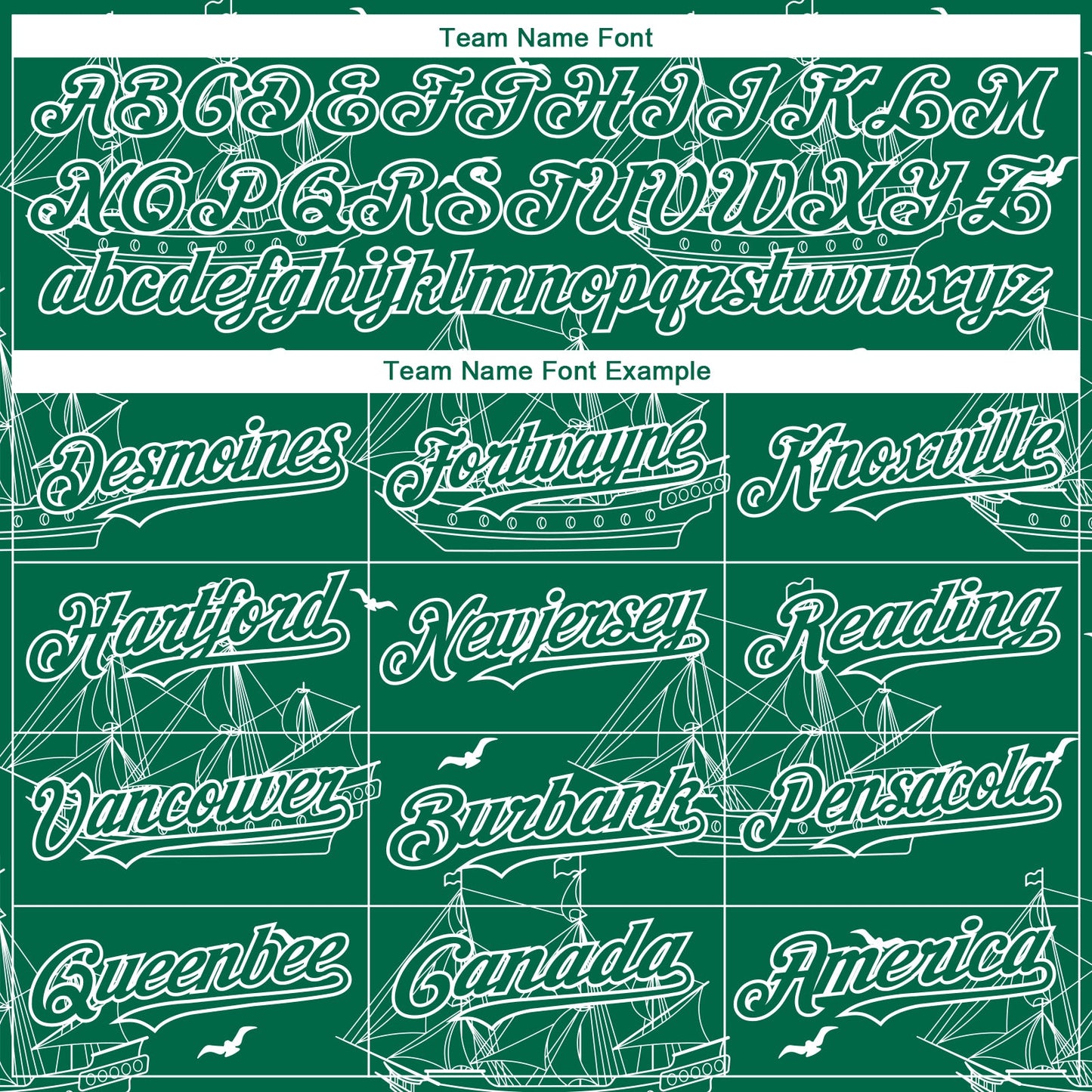 Custom Kelly Green White 3D Pattern Design Ship Frigate With Seagulls Authentic Baseball Jersey view 4
