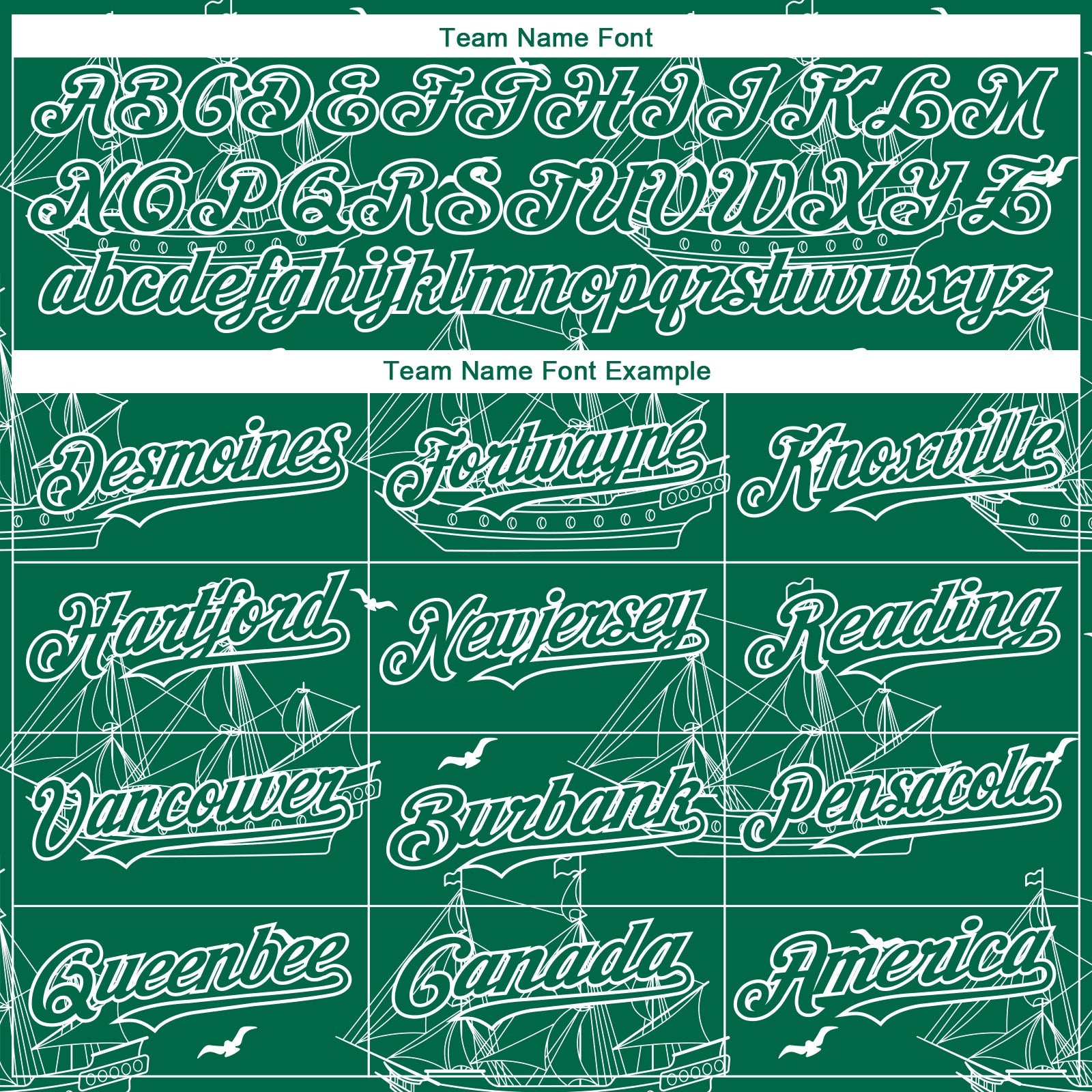 Custom Kelly Green White 3D Pattern Design Ship Frigate With Seagulls Authentic Baseball Jersey view 4