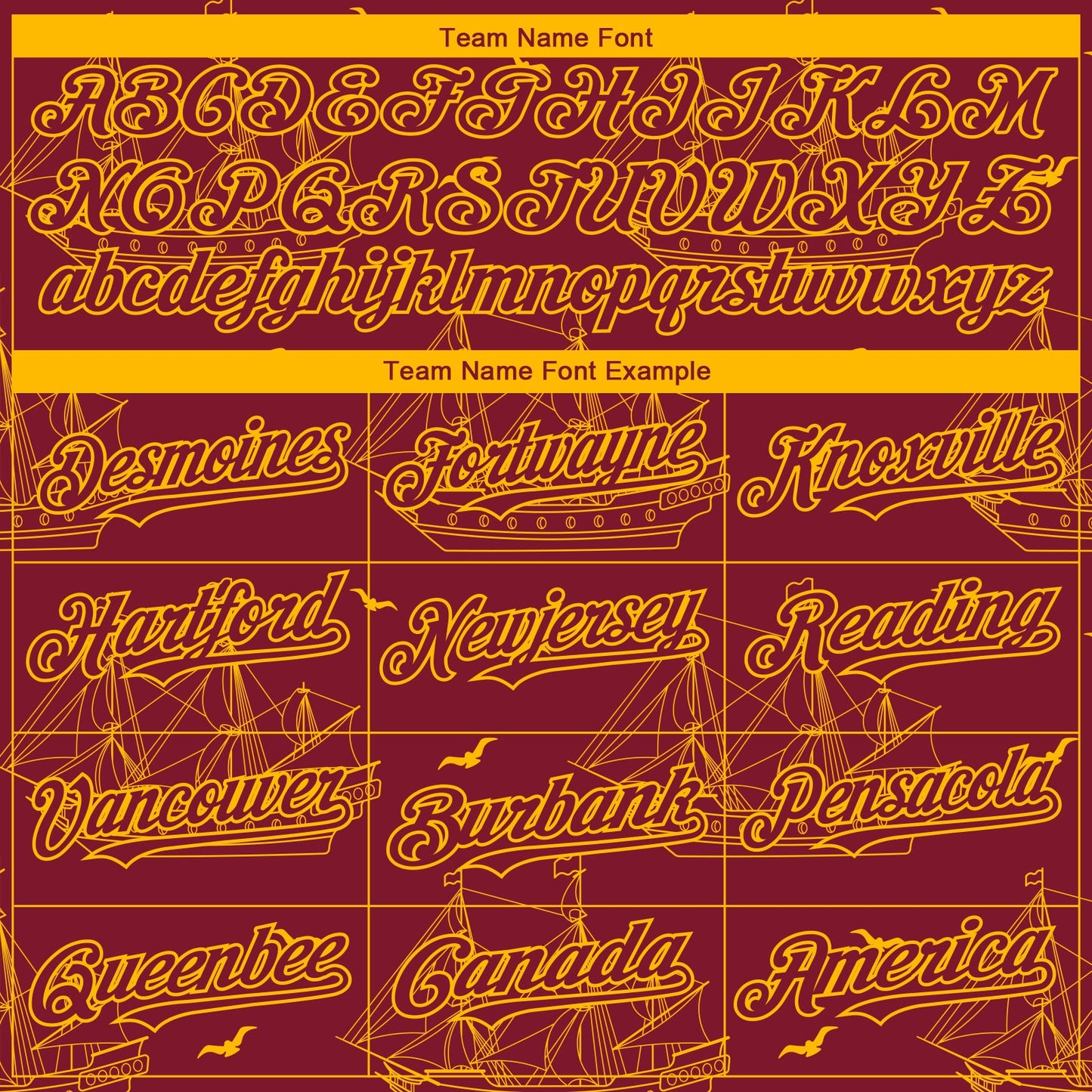 Custom Crimson Gold 3D Pattern Design Ship Frigate With Seagulls Authentic Baseball Jersey view 4