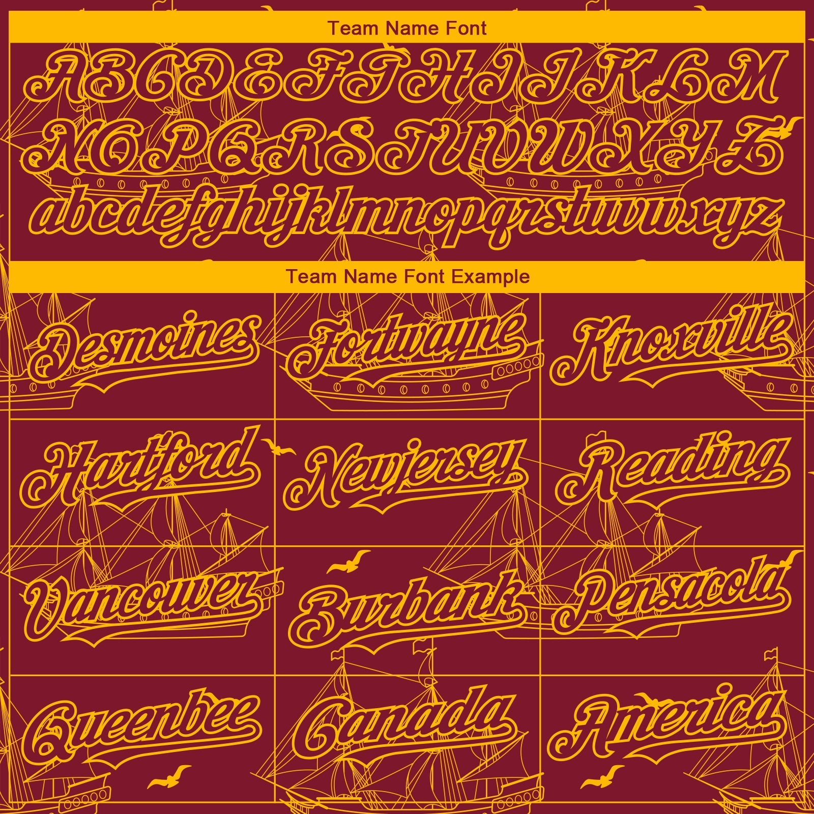 Custom Crimson Gold 3D Pattern Design Ship Frigate With Seagulls Authentic Baseball Jersey view 4