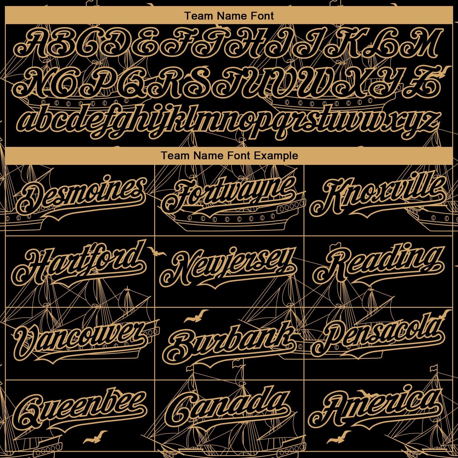Custom Black Old Gold 3D Pattern Design Ship Frigate With Seagulls Authentic Baseball Jersey view 4