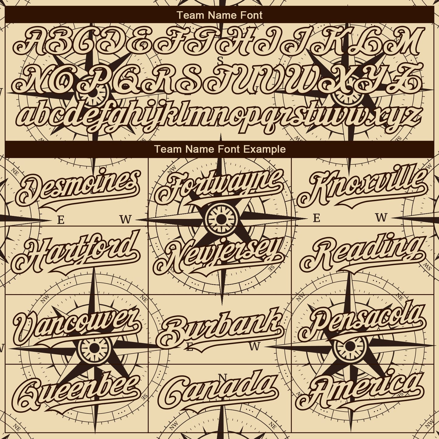 Custom Cream Brown 3D Pattern Design Navigation Compass Authentic Baseball Jersey view 4