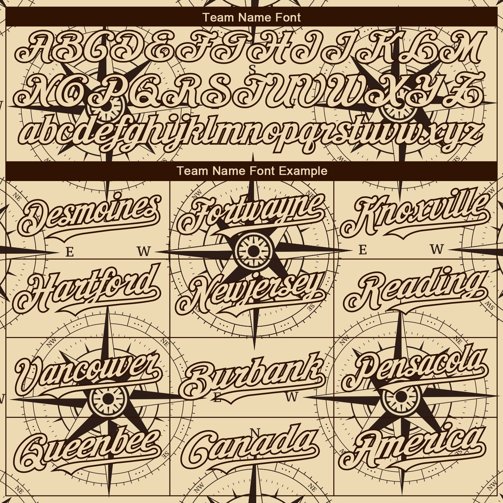 Custom Cream Brown 3D Pattern Design Navigation Compass Authentic Baseball Jersey view 4