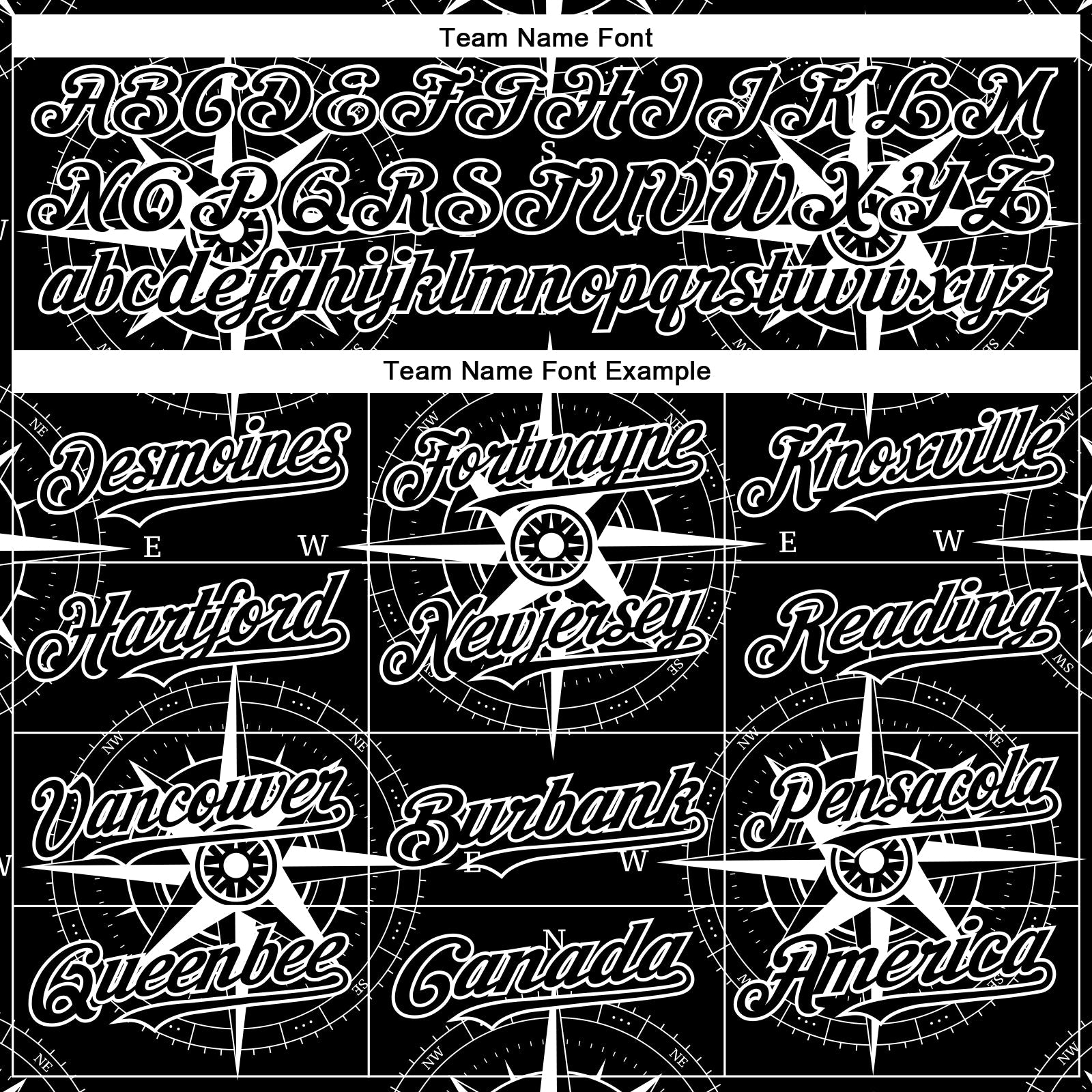 Custom Black White 3D Pattern Design Navigation Compass Authentic Baseball Jersey view 4