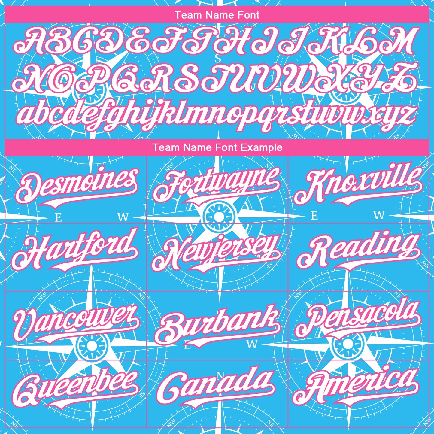 Custom Sky Blue White-Pink 3D Pattern Design Navigation Compass Authentic Baseball Jersey view 4