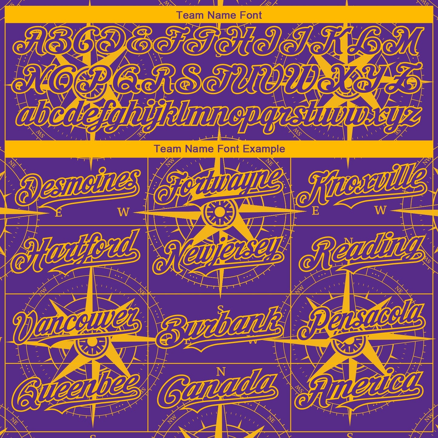 Custom Purple Gold 3D Pattern Design Navigation Compass Authentic Baseball Jersey view 4