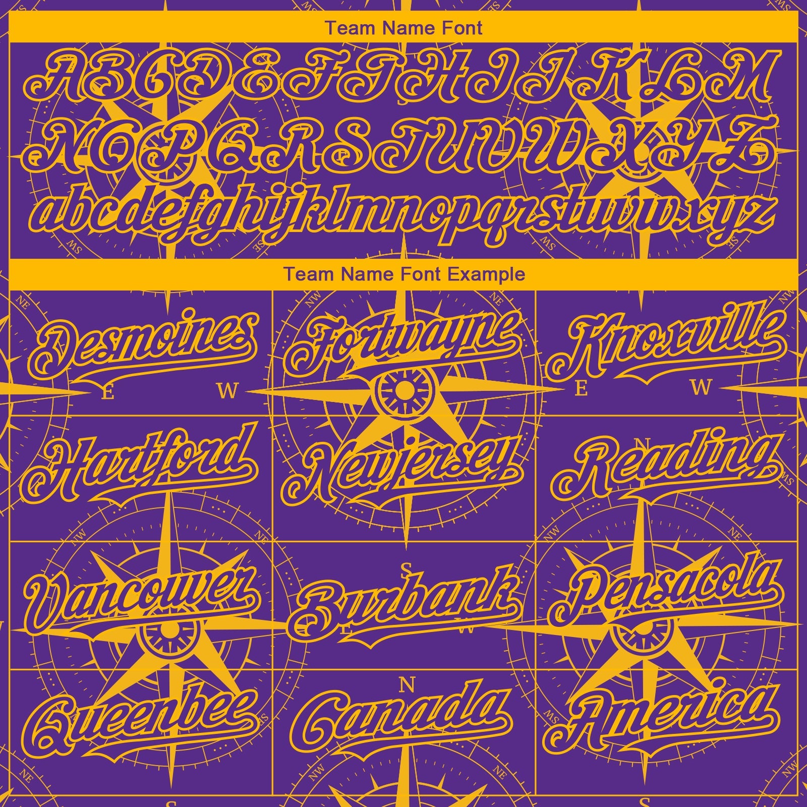 Custom Purple Gold 3D Pattern Design Navigation Compass Authentic Baseball Jersey view 4