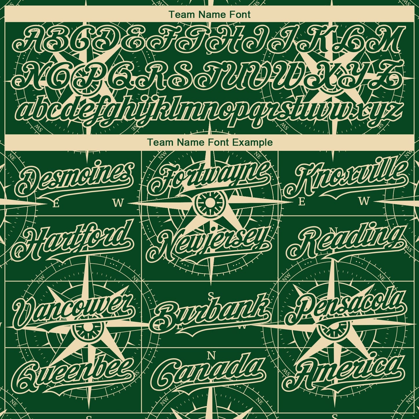 Custom Green City Cream 3D Pattern Design Navigation Compass Authentic Baseball Jersey view 4