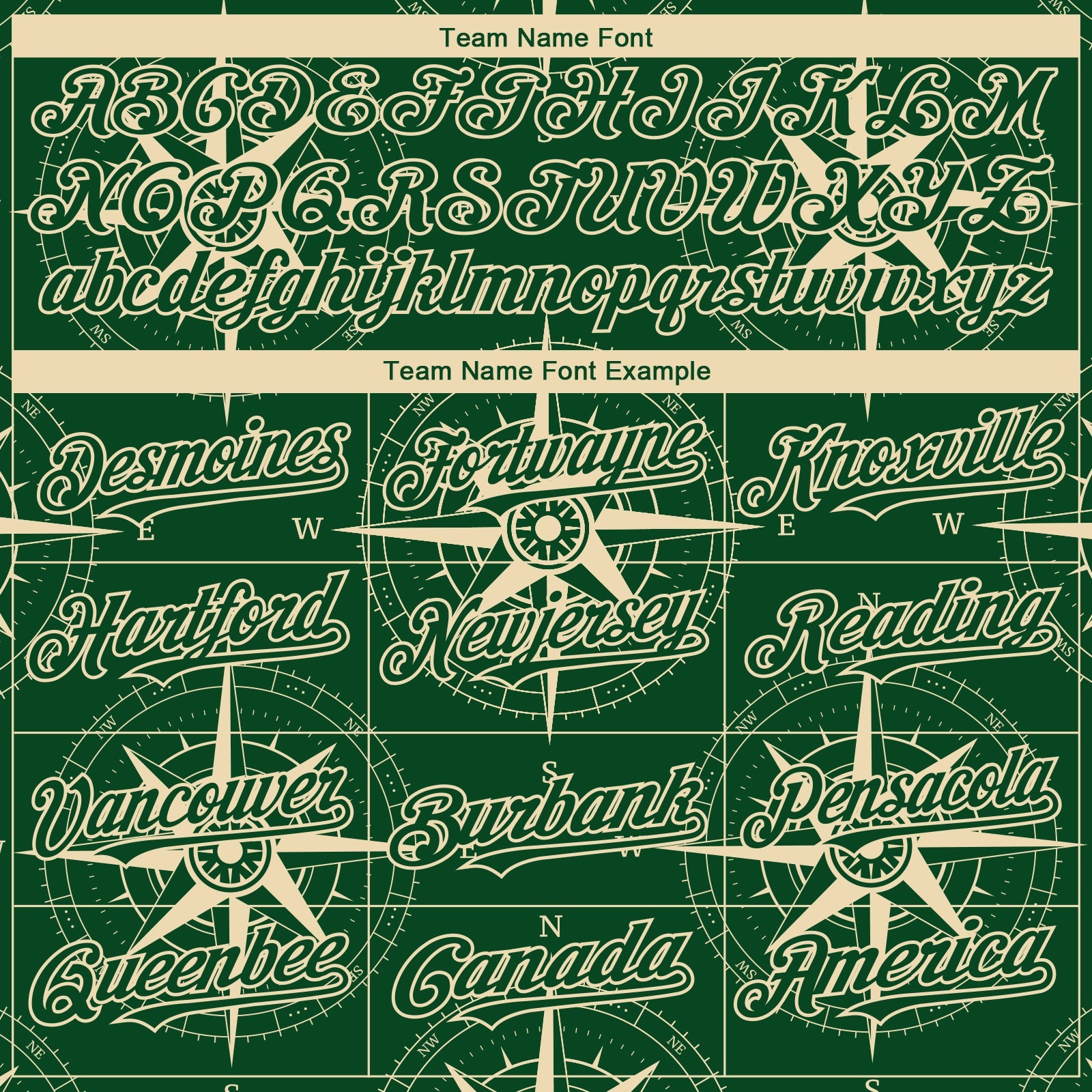 Custom Green City Cream 3D Pattern Design Navigation Compass Authentic Baseball Jersey view 4