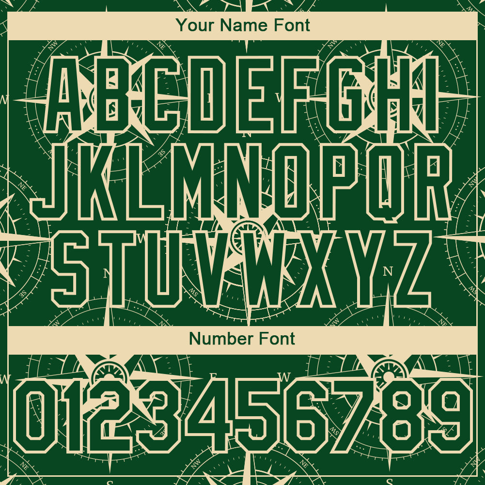 Custom Green City Cream 3D Pattern Design Navigation Compass Authentic Baseball Jersey view 5