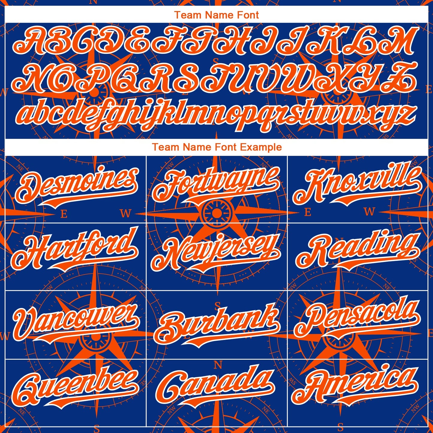 Custom Royal Orange-White 3D Pattern Design Navigation Compass Authentic Baseball Jersey view 4