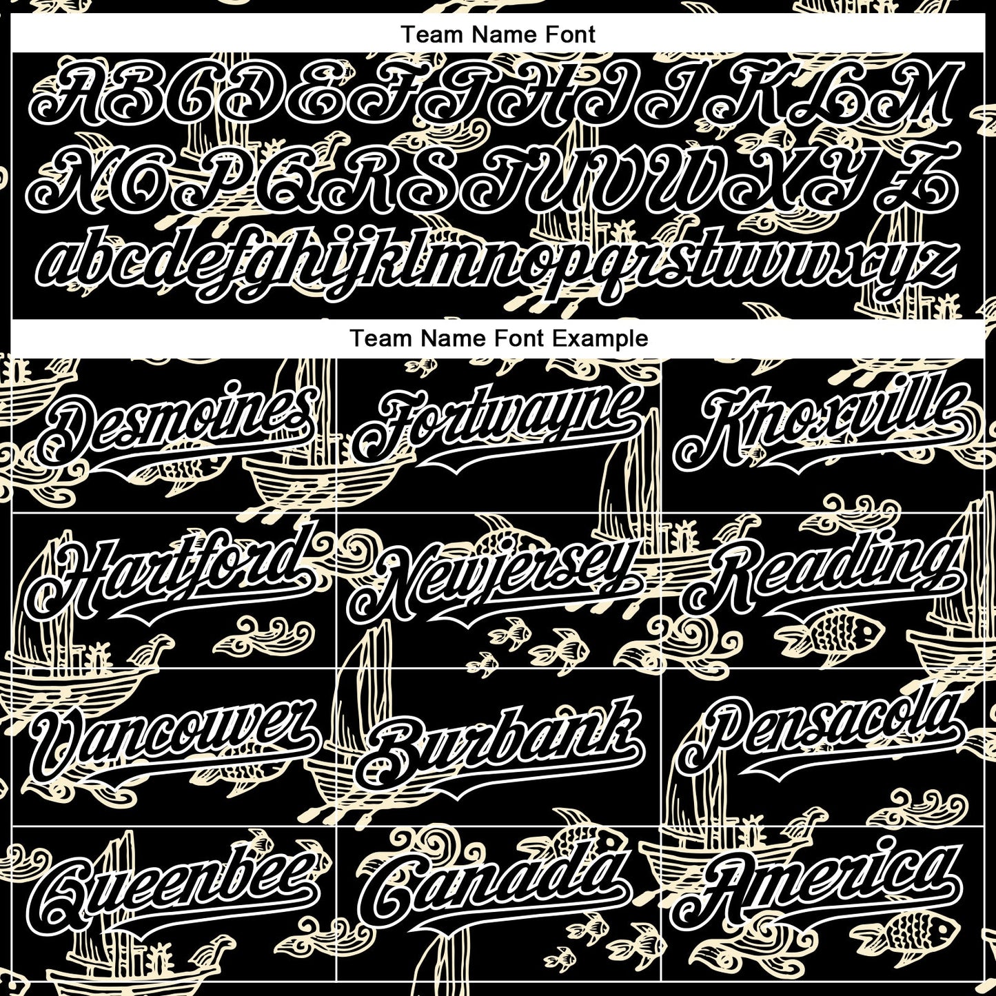 Custom Black White 3D Pattern Design Boats And Fish Authentic Baseball Jersey view 4