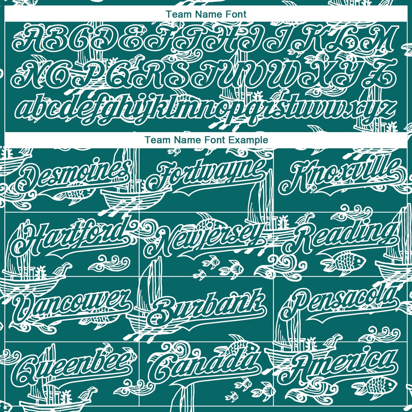 Custom Teal White 3D Pattern Design Boats And Fish Authentic Baseball Jersey view 4