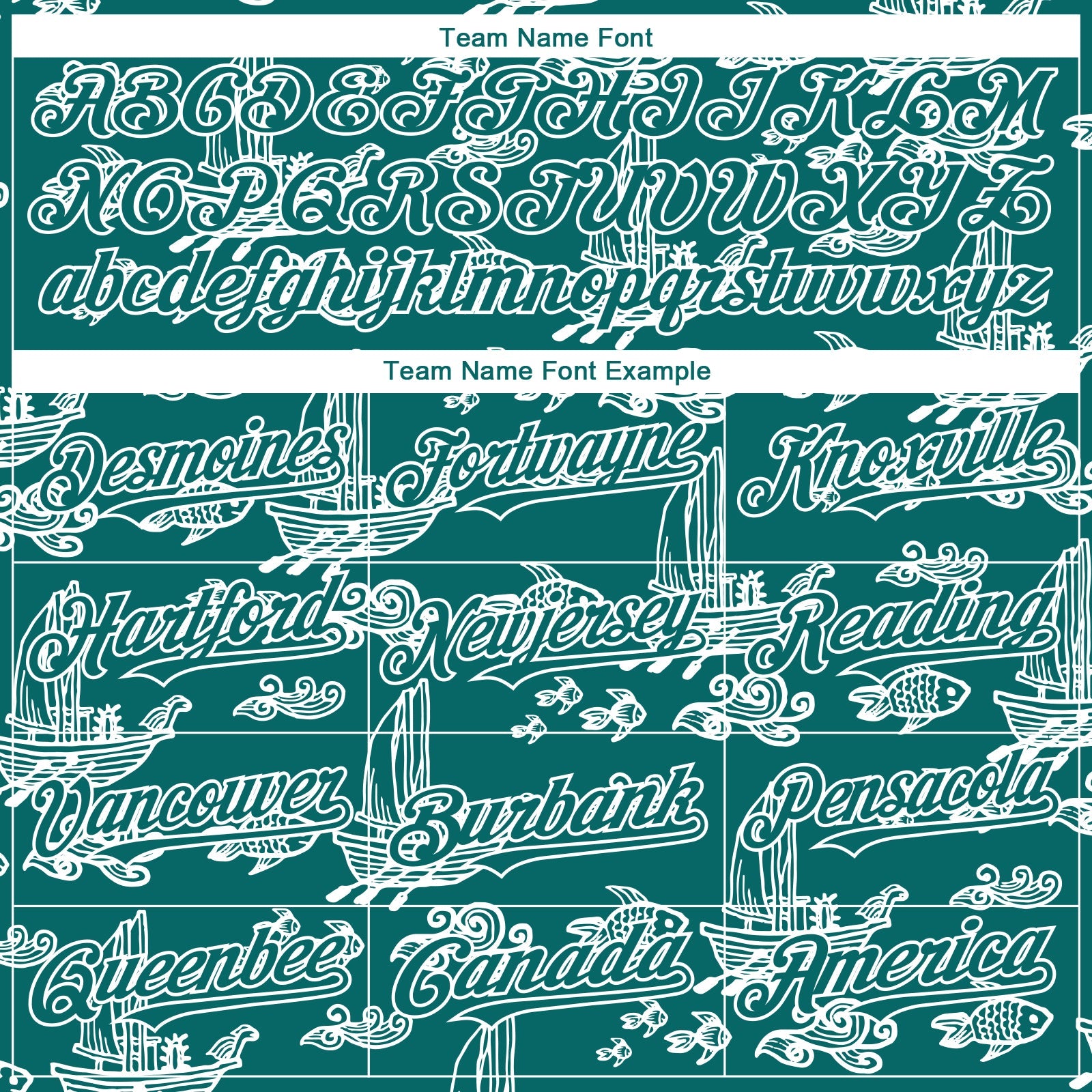 Custom Teal White 3D Pattern Design Boats And Fish Authentic Baseball Jersey view 4